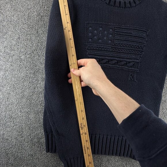 Polo Ralph Lauren Flag Sweater Navy Blue USA Stars Stripes Small Knit Pullover - Picture 8 of 16